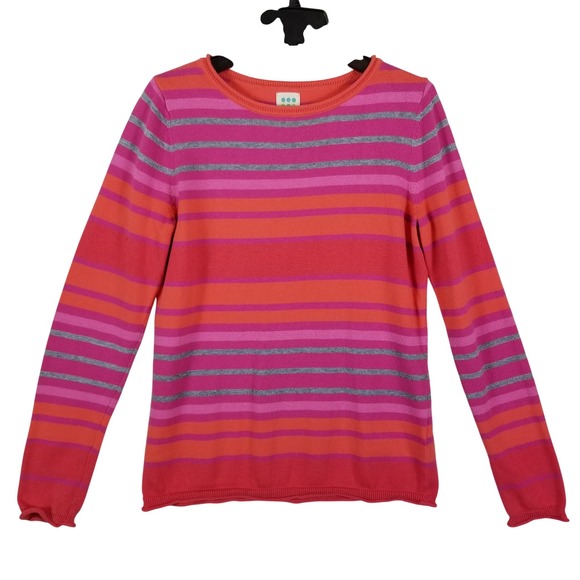 Title nine Sweaters - Title Nine Mobetta 70 Striped Sweater Womens Small Pink Orange Cotton Blend Knit